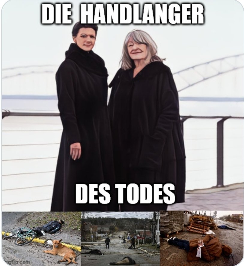 Adrian11192493's tweet photo. Dieses Bild ist so passend für das Gesindel, das #Putin für seinen Angriffskrieg belohnen &amp; #Russland &amp; #China zu weiteren Überfällen einladen will - sowie den Menschen in der #Ukraine ins Gesicht spuckt!!! @SWagenknecht @KoeppelRoger @BjoernHoecke @Alice_Weidel @_AliceSchwarzer https://t.co/BGkxCdJFSx