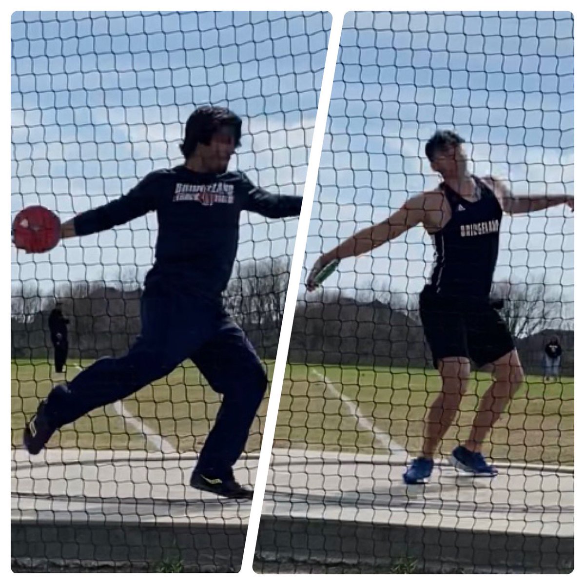 coachwolf58's tweet photo. Big day at the Ft.Bend Marshall Relays for the @bridgelandtfxc discus crew: Nicky Borroto took 6th w/a throw of 121’1”, and Carson Cryer placed 5th w/a 123’4” throw. Both marks are PR’s for these young men! They threw their #bridgelandbest today! https://t.co/6YuLQ21Uhf