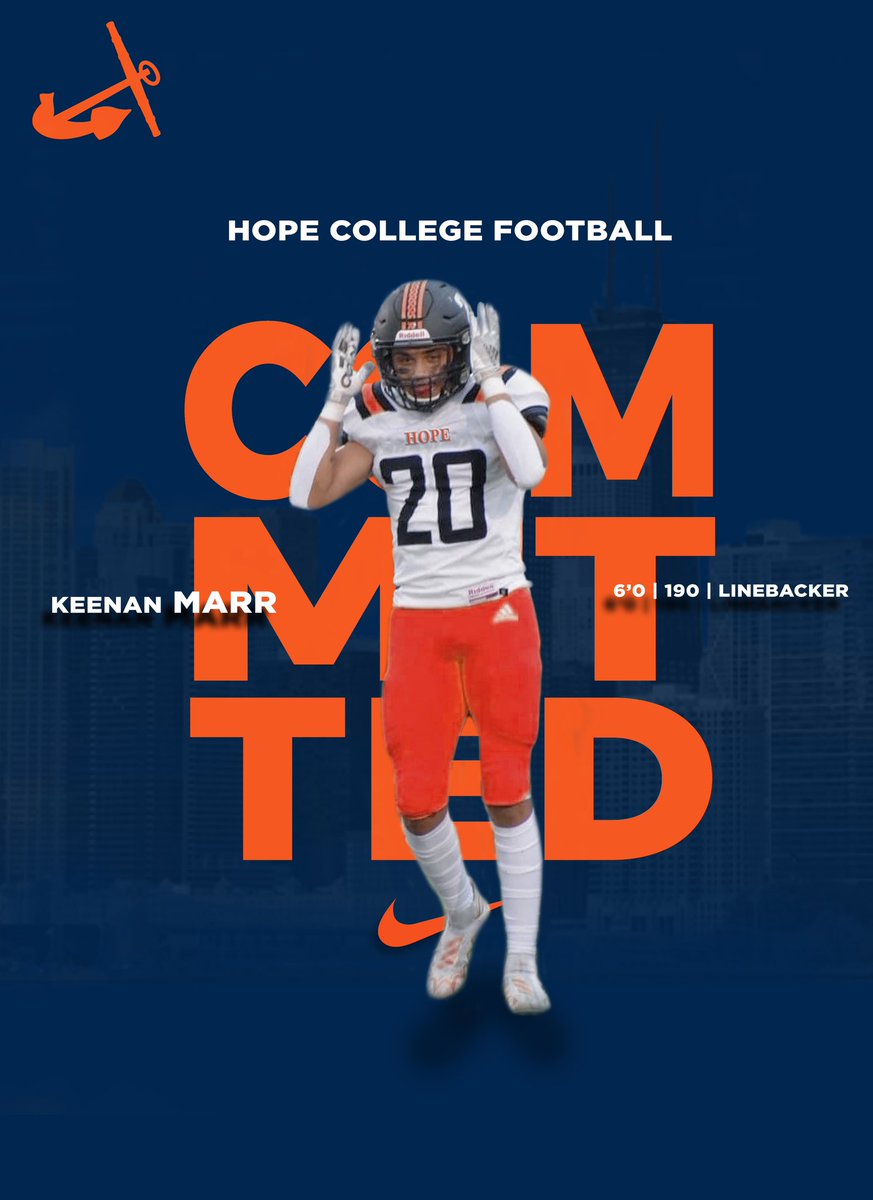 Thankful to say that I am now 100% committed to <a href="/HopeCollegeFB/">Hope College Football</a>🧡💙 Let’s work! Thank you <a href="/Coach_HThompson/">Hunter Thompson</a> <a href="/PStuursm/">Peter Stuursma</a> <a href="/jacobpardonnet/">Jacob Pardonnet</a>