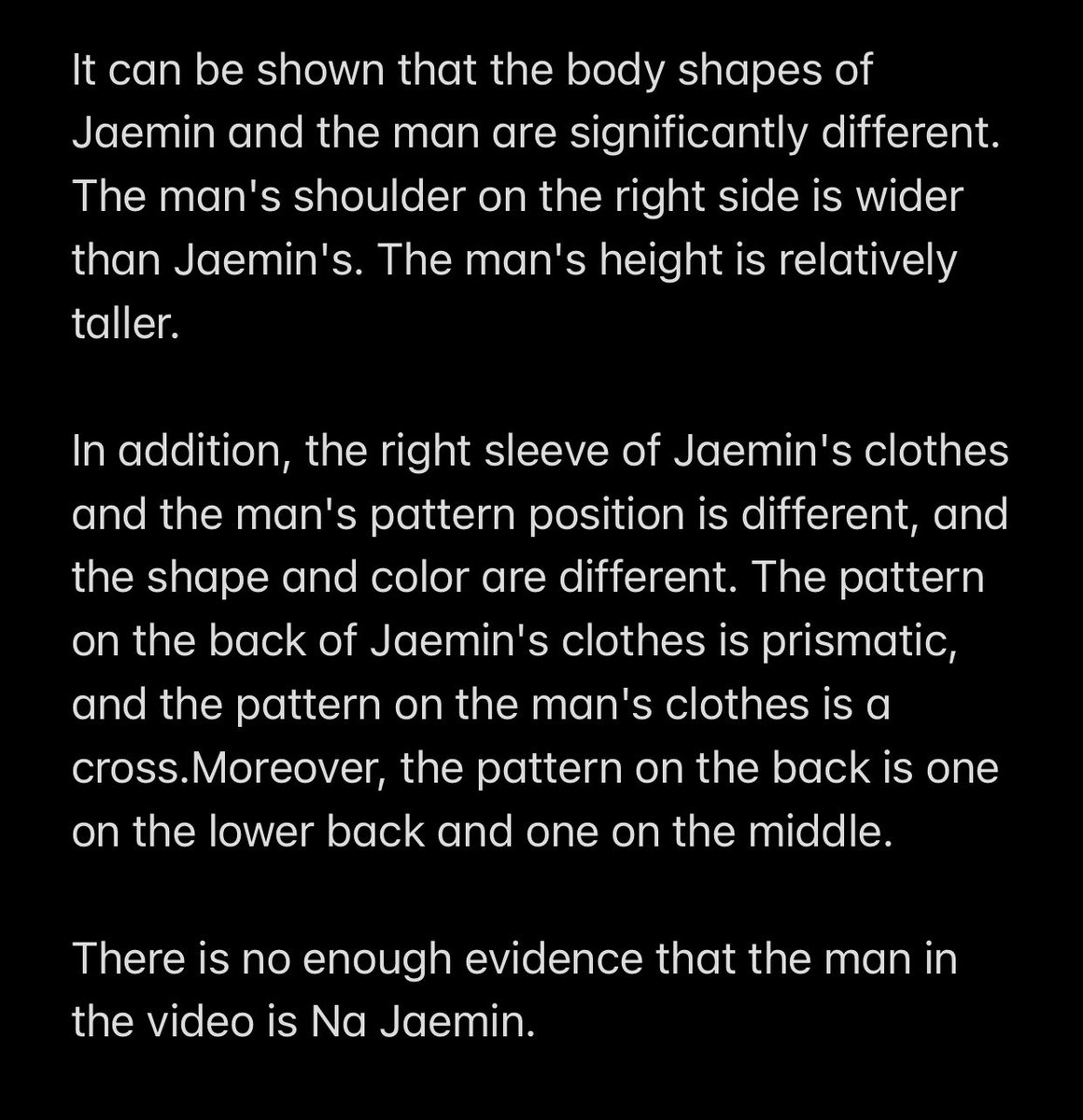 nana_fish813's tweet photo. ㄴㅈㅁ 나재민
The attached picture compares Na Jaemin and the man in the video. Please see the second picture for details.
There is no enough evidence that the man in the video is Na Jaemin. https://t.co/rMBThtAjoq