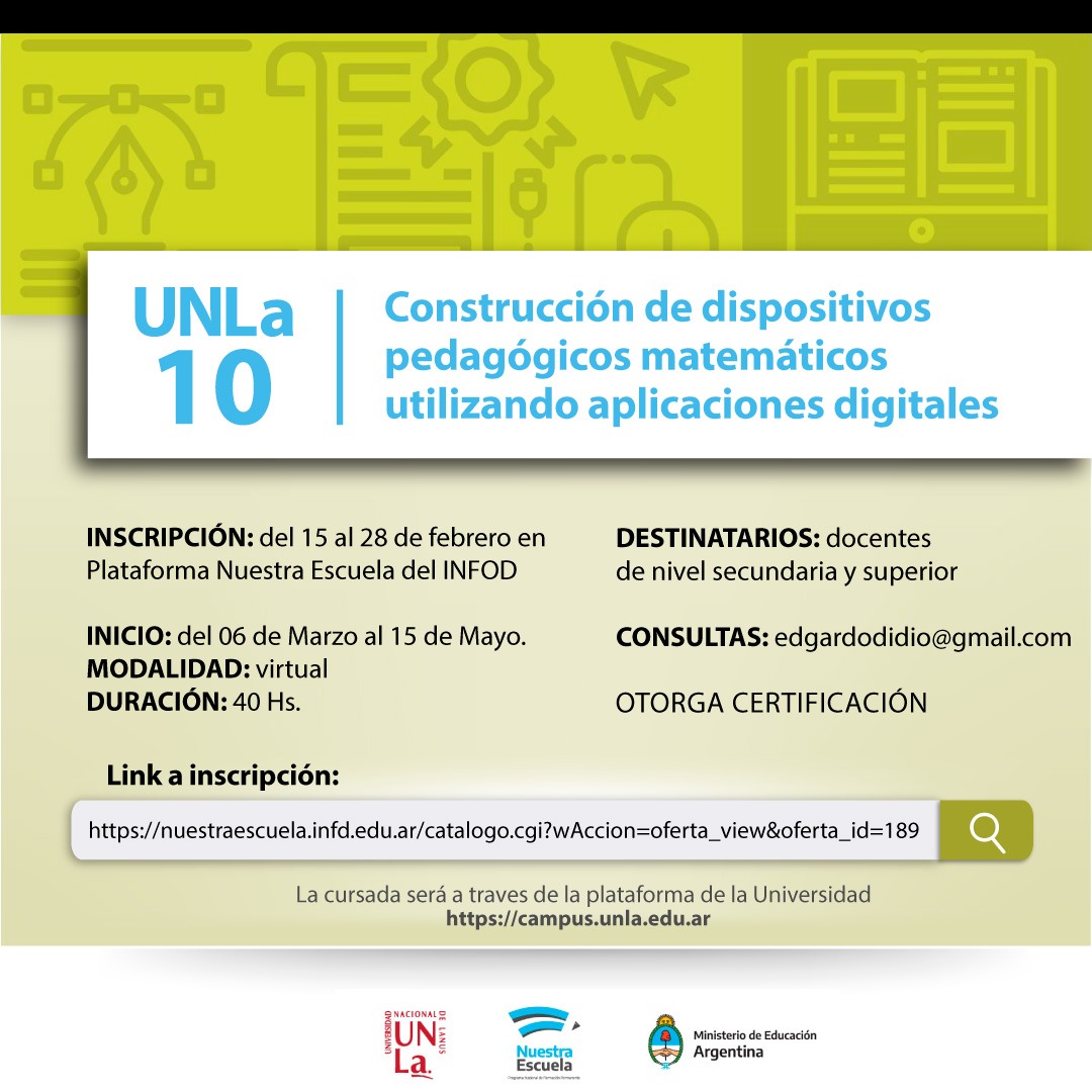 GeogebraUnla's tweet photo. #Atención!!
Atentos y atentas a las fechas de inscripción. Son diferentes para cada curso... Nuestro IG estará encargado del dictado del curso 11...
@UNLaOficial 
@megafontvunla 
@RadioUnla https://t.co/mqiQYRLjUS