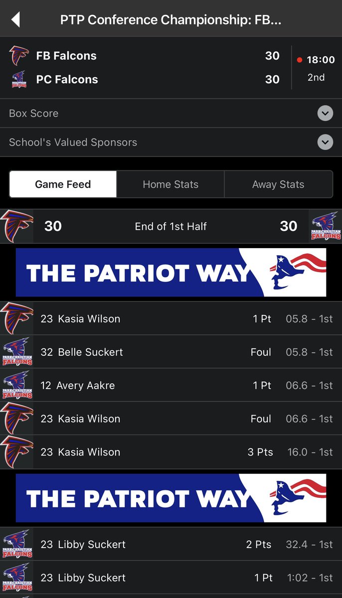 PTPConference's tweet image. We are at halftime of the GBB championship game.  All knotted up.  #FalconsVSFalcons
@krjbkrjmkkcq @bruce_hoops