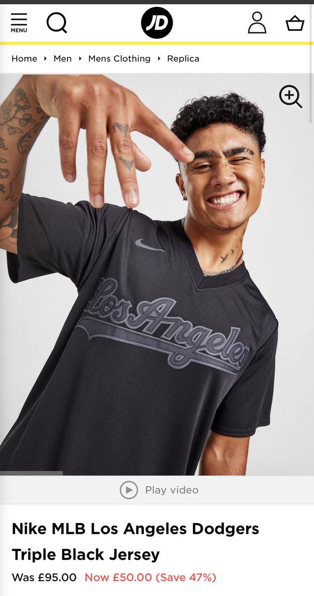 DugoutClassics's tweet photo. .@JDSports has a couple of throwback and triple black jerseys on sale for £50 for all you fans who need a new jersey with spring training kicking off. https://t.co/Iz285PGvQ9