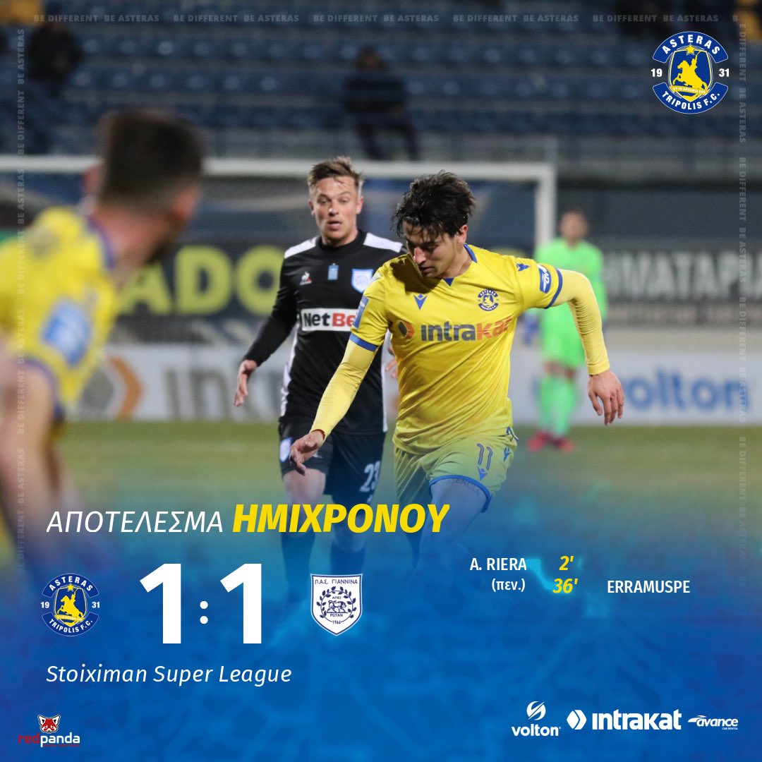 AsterasfcTwit's tweet photo. #asterastripolisfc #astpas #matchday23 #halfltime #slgr #StoiximanSuperLeague #intrakat #volton #avance_carrental_official https://t.co/TWX78gV9Nl