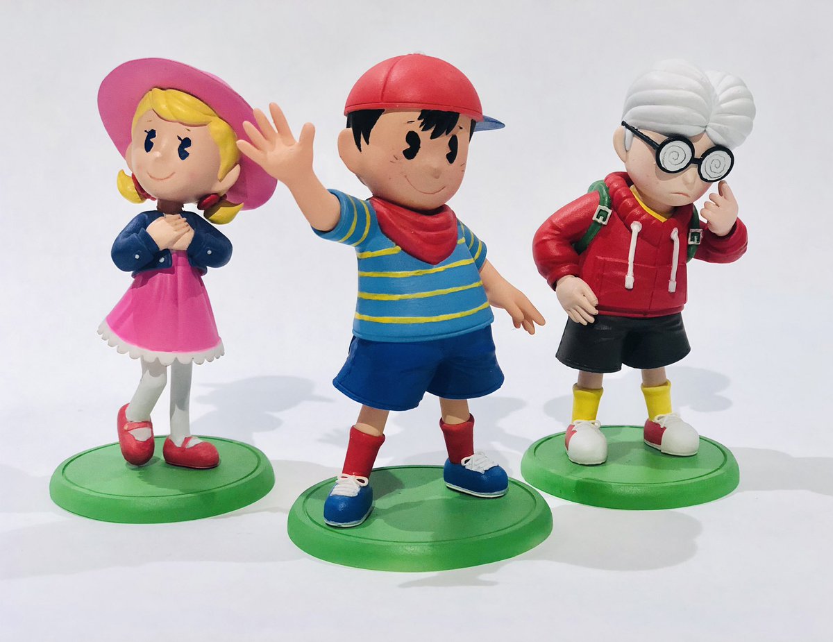 Here’s a new updated look at the main cast of #EarthboundBeginnings! Made some slight adjustments to the main trio with the addition of Pippi! Really loving how they’ve all turned out! Still more to come ✨😎👍🏾 
#earthbound #mother2 #mother3 #nintendo #3dprint