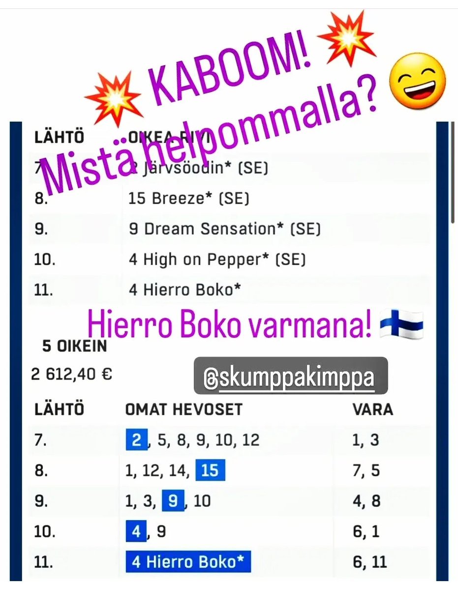 #ravit #Skumppakimppa #toto <a href="/Veikkaus_fi/">Veikkaus</a>