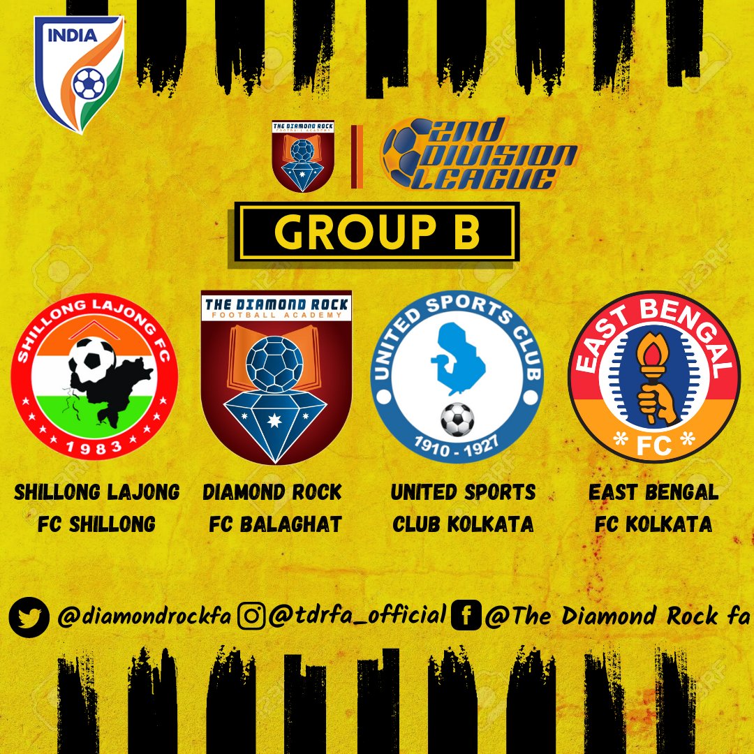 diamondrockfa's tweet photo. The wait is over, the most awaited moment for the team has made its way this is how our group B looks like in this #Hero2ndDiv @eastbengal_fc  @lajongfc @Unitedsckolkata. #indianfootball #HeroILeague #balaghat #footballindia #backtheblue #Hero2ndDiv https://t.co/55jWmAlxct
