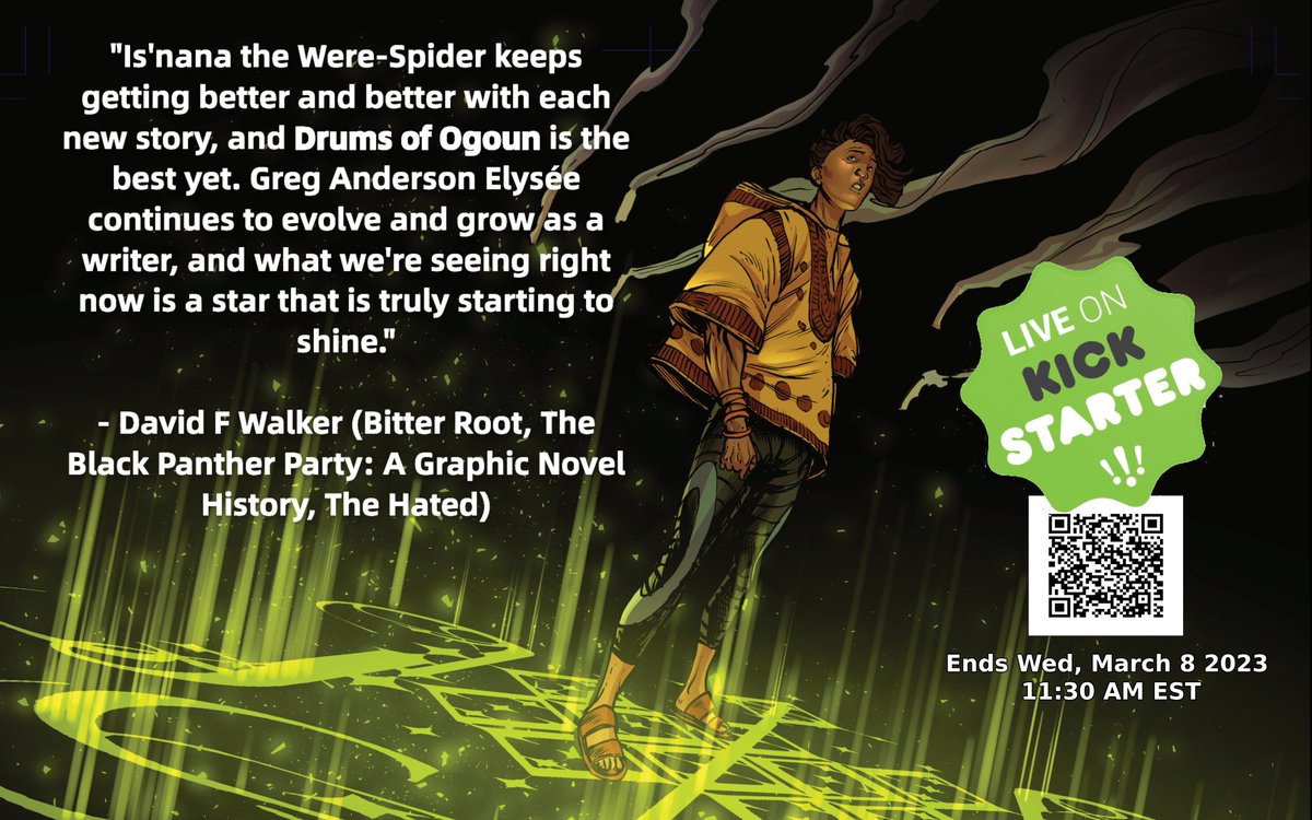 <a href="/DavidWalker1201/">David F Walker</a>  on Is'nana the Were-Spider: Drums of Ogoun!

Art by <a href="/SeanDamienHill/">Sean Hill</a> , <a href="/WaltBarna/">.Walt Barna</a> 

kck.st/3DJLQwM