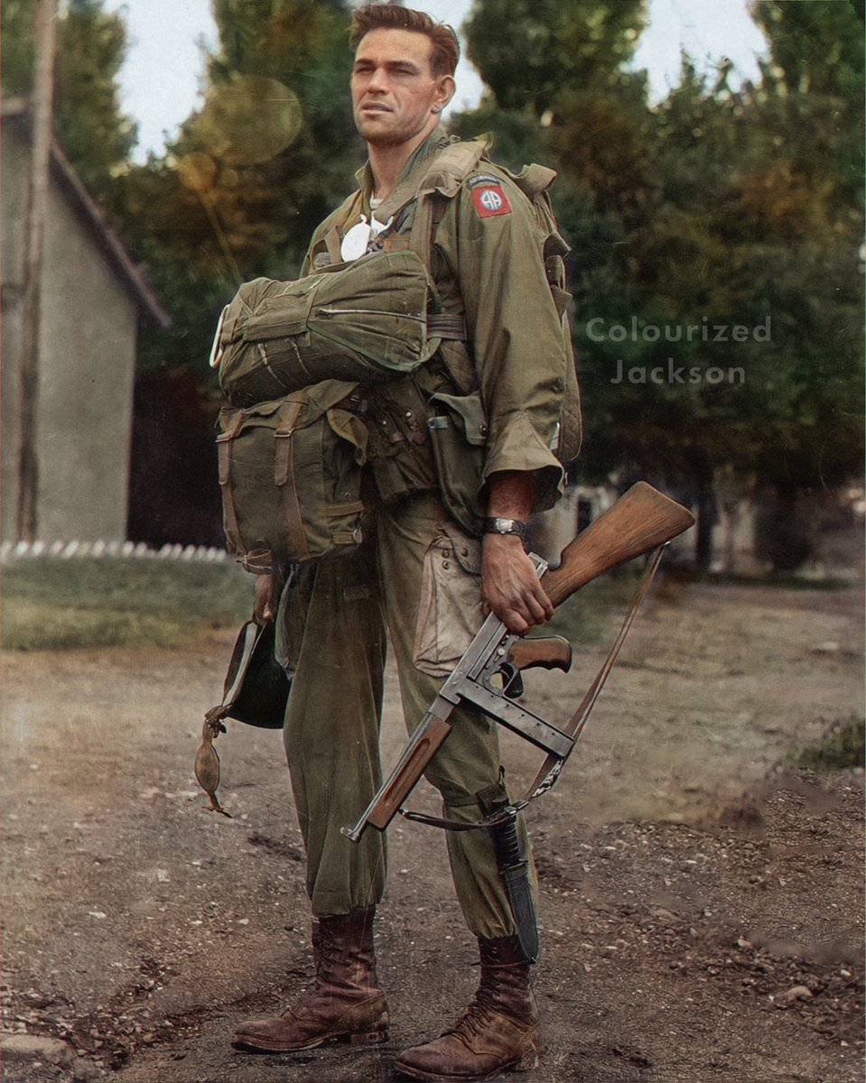 Harry Hudec, a 508th HQ Parachute Infantry Regiment 82nd Airborne Division paratrooper who was a Regimental Boxing Champion during WW2. This photo was most likely taken in April 1945

#ColorizedHistory #AllAmerican #SecondWorldWar #82ndAirborne