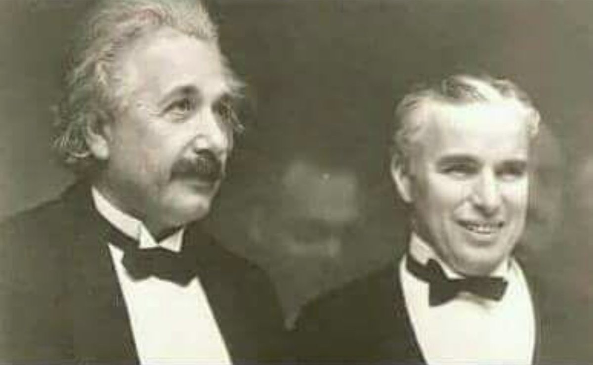 When Albert Einstein
Met Charlie Chaplin

EINSTEIN: What I admire most about your art, is its universality. You do not say a word, and yet, the world understands you!
CHAPLIN: -It's true, but your fame is even greater! The world admires you, when nobody understands you!