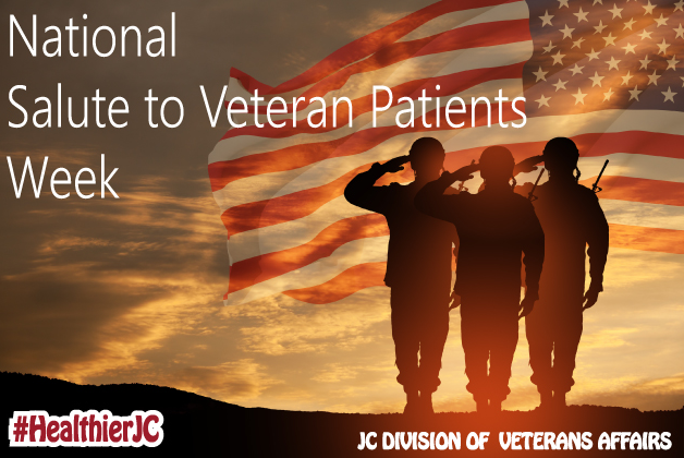 HealthierJC's tweet photo. This week we recognize National Salute to Veteran Patients Week. We honor the service & sacrifice of our #Veterans, & we thank them for their dedication to our country. #NationalSaluteToVeteranPatientsWeek #HealthierJC #JCVets #JerseyCity #Veterans @JerseyCity @ServeJerseyCity https://t.co/vlR0fD0rkB