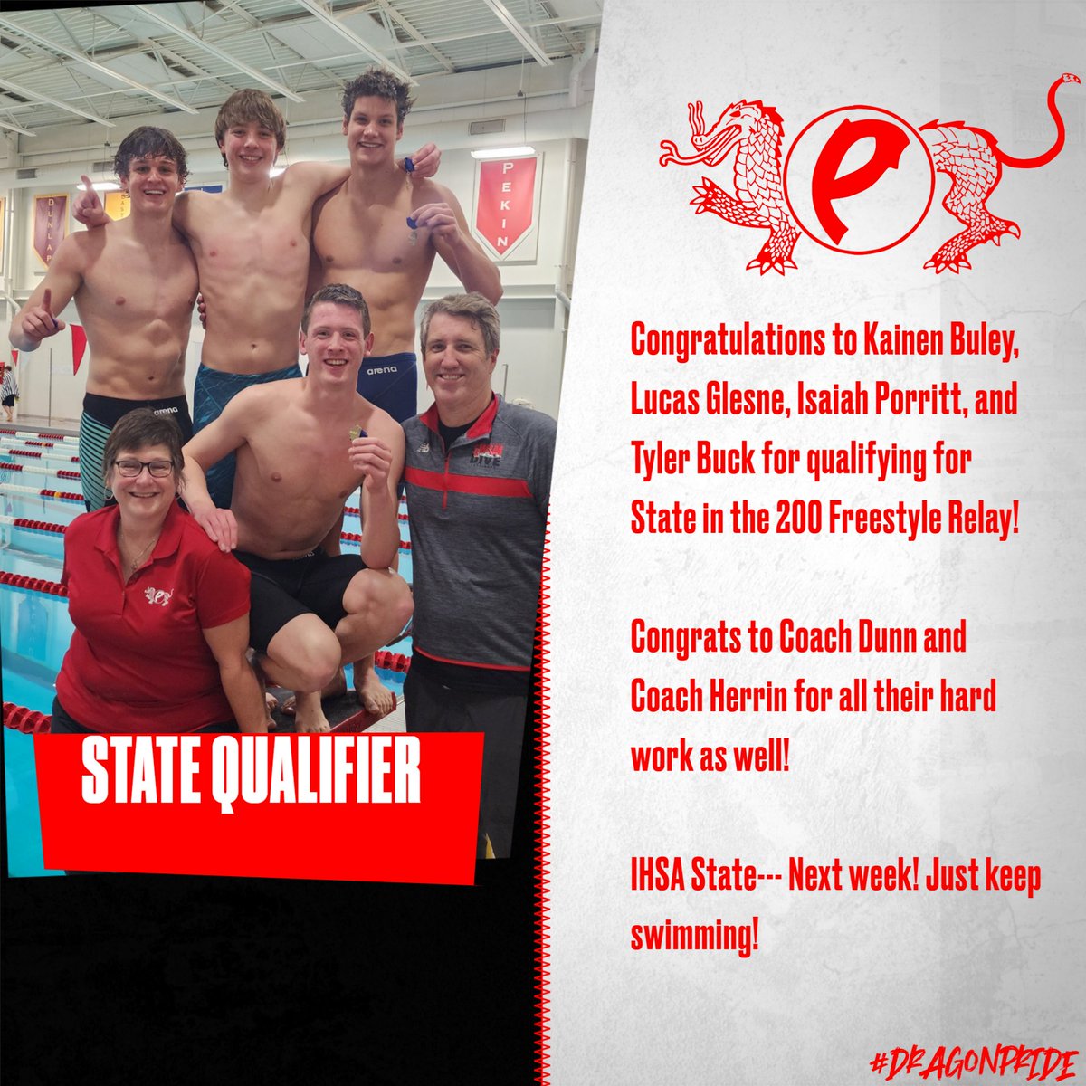 Yes, you're reading that right! This talented relay set a school record then followed it up with a State Qualifying performance in the 200 Free Relay! #FireUp