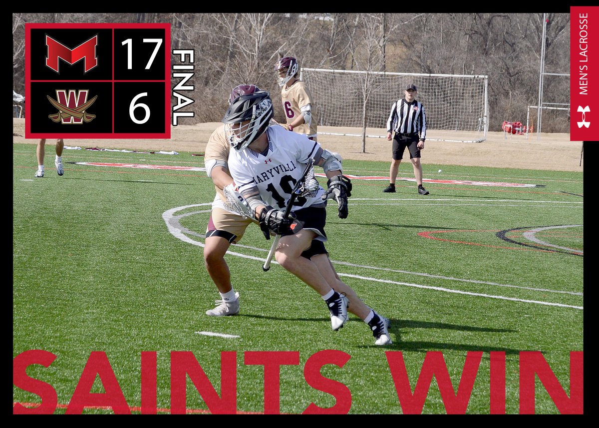 🥍MLAX Winner! The Saints <a href="/MaryvilleLAX/">Maryville University Lacrosse</a> used a big second half to storm past Walsh 17-6. Clayton Cerett fired in six goals, while Ethan Olson had two goals and two assists. Maryville outscored the Cavaliers 9-1 after halftime.

🐾🥍#BigRedM #GLVCmlax