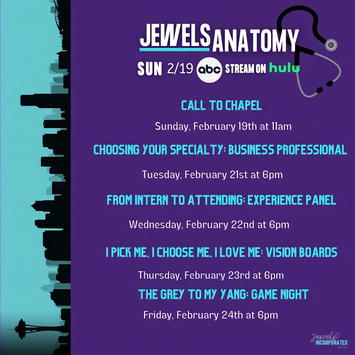 HUJewels's tweet photo. MEET THE JEWELS WEEK 2023 💜

JEWELS ANATOMY🥼🩺

February 19th - February 24th https://t.co/R3vivttPE9