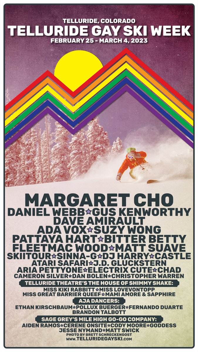 TellurideGaySki's tweet photo. Exciting News! We are proud and honored to have “Digi” Dave Amirault @ozskier join our lineup as Host and Master of Ceremonies at Telluride Gay Ski Week. Explore more on our site and keep an eye out for exciting content from Dave all week long - https://t.co/Etk8BhLclU https://t.co/v7JOK2YX32