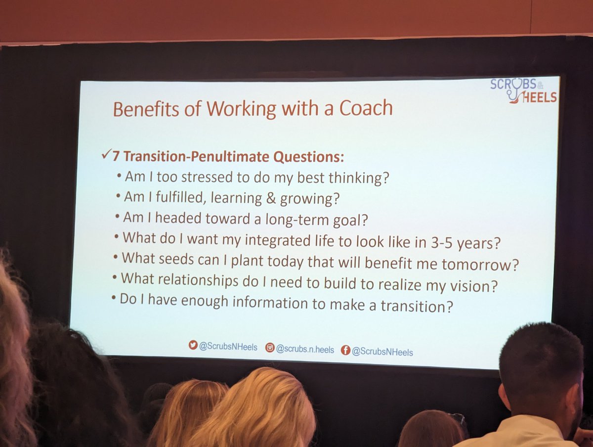 'Whatever you are not changing, you are choosing.' —LaurieBuchanan. @NeenaSAbrahamMD discusses the importance of career coaching. @GutGirlMD thank you for working with @ScrubsNHeels to coach the present and the future