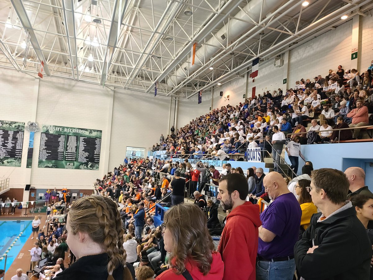 bbhathletics's tweet photo. It's a packed house this afternoon at the OHSAA District Swim Meet at CSU....and the BEEHIVE is here in full force!!  LET'S GO BEES!! https://t.co/zLNxTAB5Pr