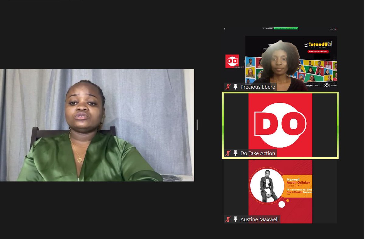 do_takeaction's tweet photo. @SavvyRinu spoke about how Activism is not for self, but for the purpose of causing a change in one's community and to create a conducive environment for people whose environment pose a threat to their lives due to some persons who don't value the lives of others.

 #UbuntubyDO https://t.co/eX2u8ek64W