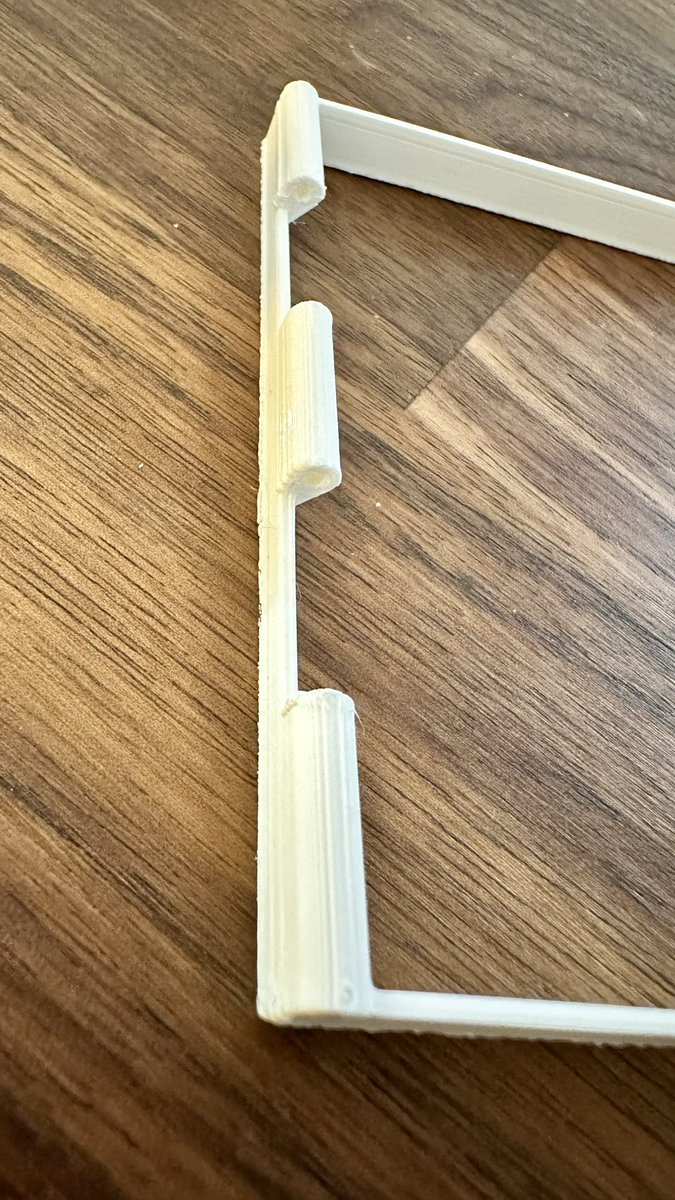 sdbruder's tweet image. First test print of hinges V2 in the box, just the relevant part #uselessmachine #arduino #openscad #3dprinting