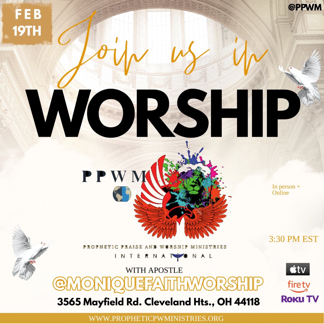 LivePpwm's tweet photo. JOIN US FOR SUNDAY SERVICE TOMORROW 3:30pm est. Click link to watch: https://t.co/i7ZEXrIjBj #ppwm #miracles #signs #wonders #sundayflow #prophetic #praise #dfw #cle #worship #prayingforthe🌎 https://t.co/83RfbUvmnw