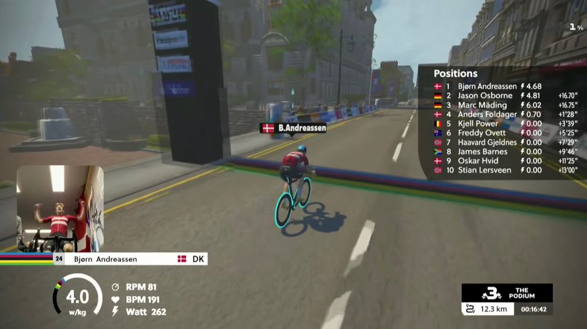 GoZwift's tweet photo. WHAT A FINISH 🏁🌈 It all came down to the final race in Scotland! 🏴󠁧󠁢󠁳󠁣󠁴󠁿

@UCI_cycling  World Esports Championships – Unofficial Results: 

🥇: Bjørn Andreassen 🇩🇰
🥈: Jason Osborne 🇩🇪
🥉: Marc Mäding 🇩🇪
 
#GlasgowScotland2023 https://t.co/2GpXBn9F8J