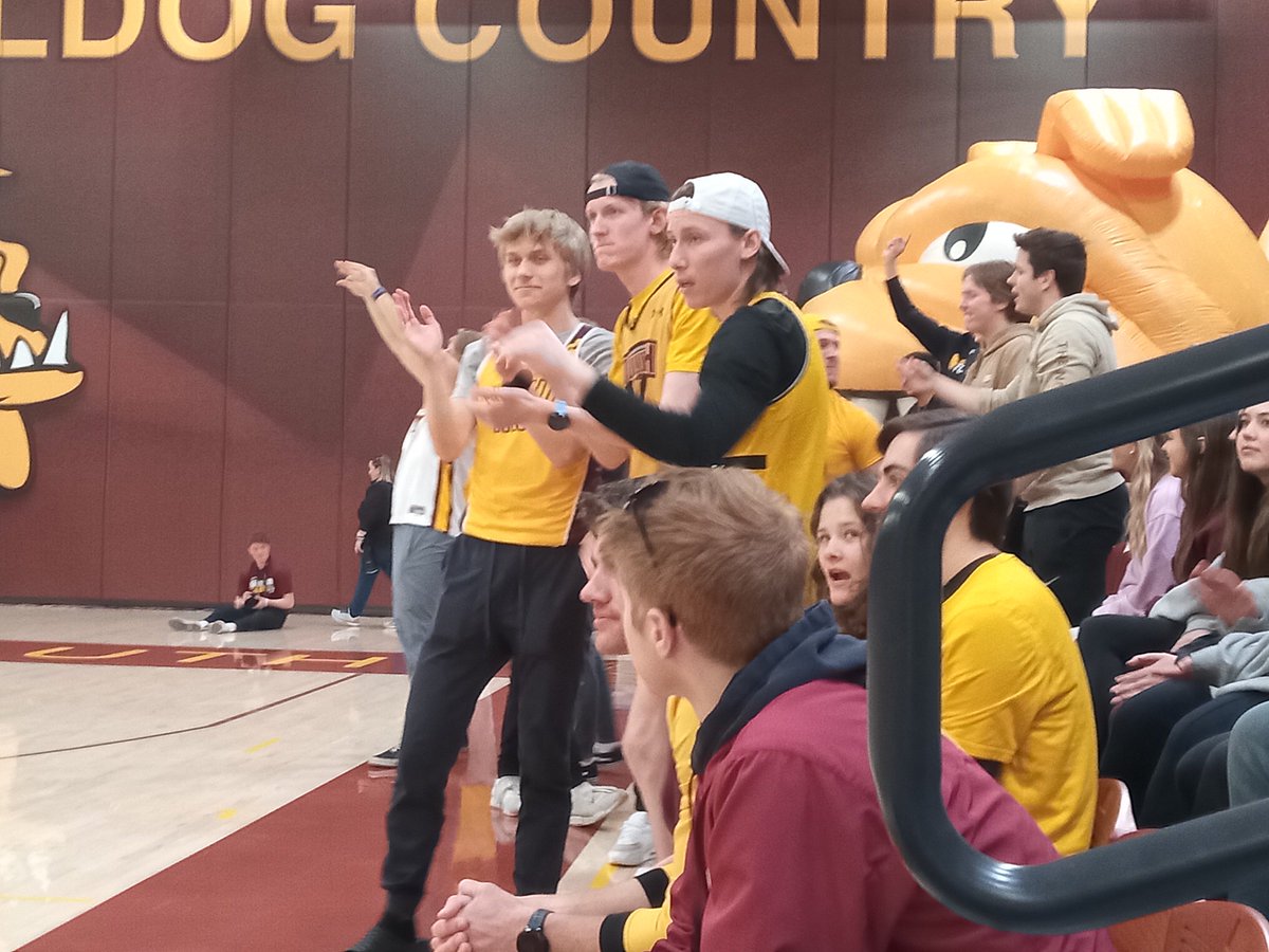 Nice crowd here at Romano Gym for this NSIC basketball doubleheader. The UMD student section has been especially boisterous. They've had plenty to cheer about. The Bulldogs lead Bemidji State 31-6 with 4:51 remaining in the first half.