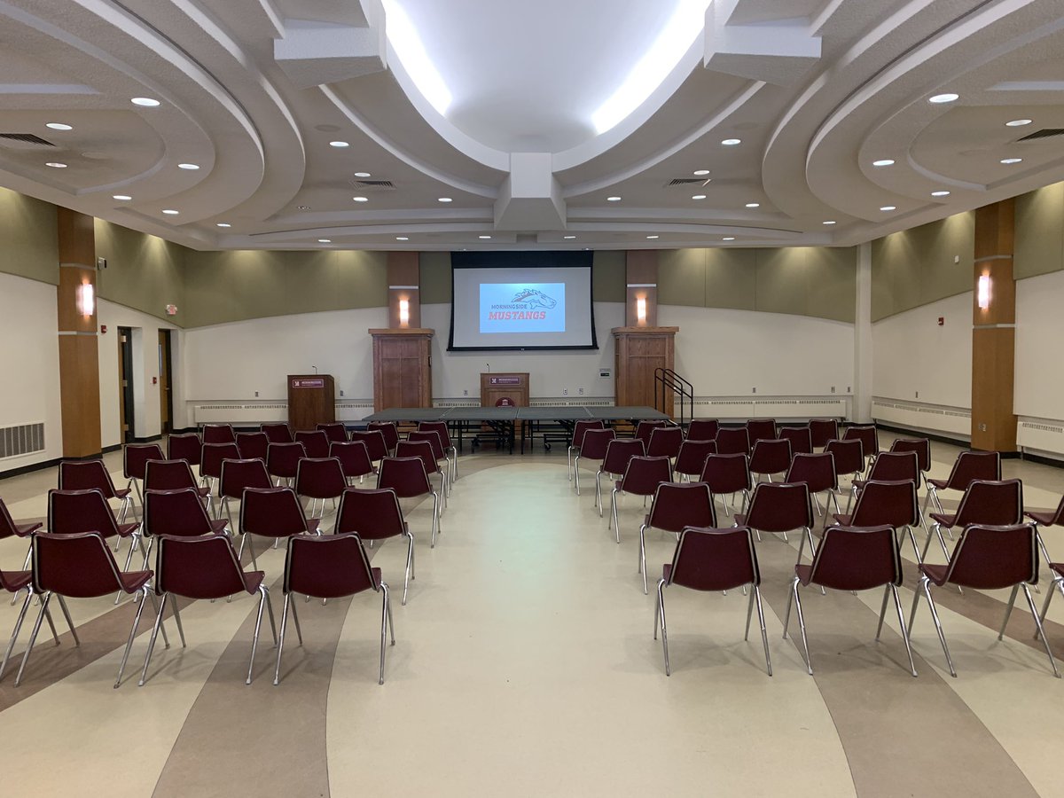 MsideFootball's tweet photo. The stage is set!! 
Come by the Yockey Room tonight for our SPRINGSERVE Comedy Fundraiser featuring Jarell Roach! 
Doors will open at 6pm and the show starts at 7pm.✅
Tickets are a $20 donation at the door. 
ALL Mside students are FREE!! https://t.co/mGf3DrKJN4
