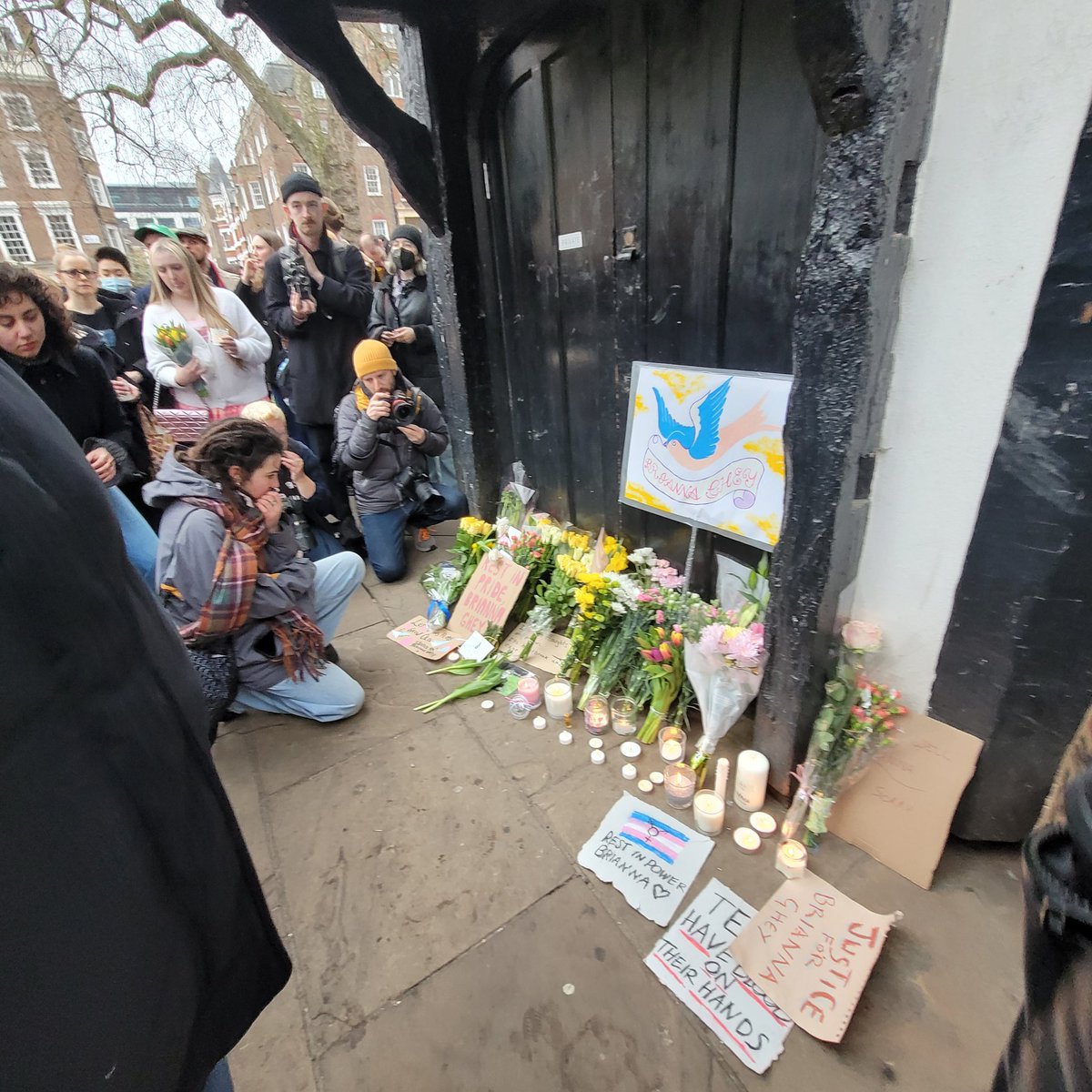 emmabethwright's tweet photo. "We will build the world you deserved"... RIP Brianna Ghey. Emotional vigil at Soho Square today. Well done to organisers and all speakers 🏳️‍⚧️❤️ https://t.co/PC6CP8Ty6n