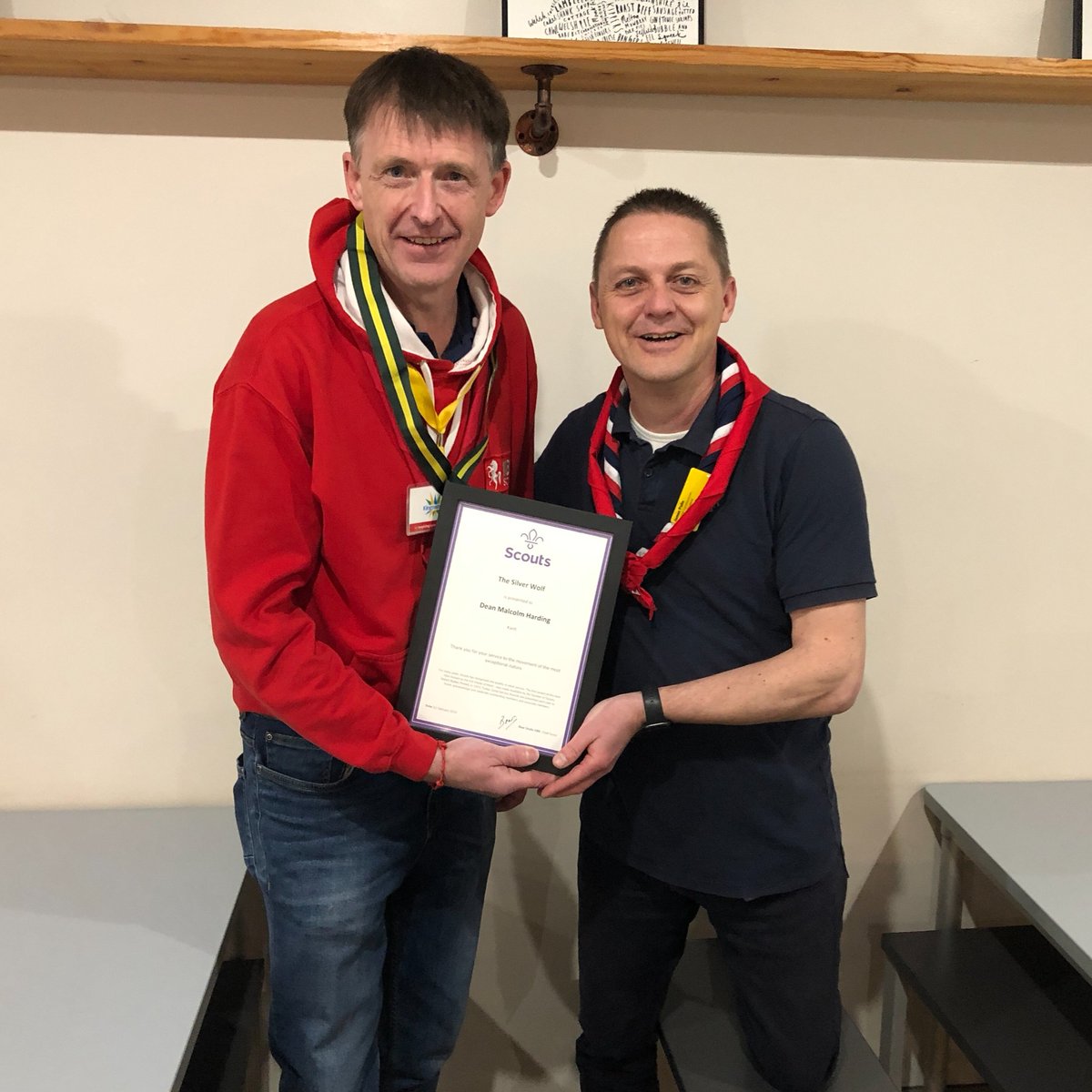 Our County Commissioner, Dean Harding, has been presented with the Silver Wolf Award for everything that he does for Scouting! The Silver Wolf is the highest award made by The Scouts "for services of the most exceptional character."

Congratulations, it is very well deserved!!
