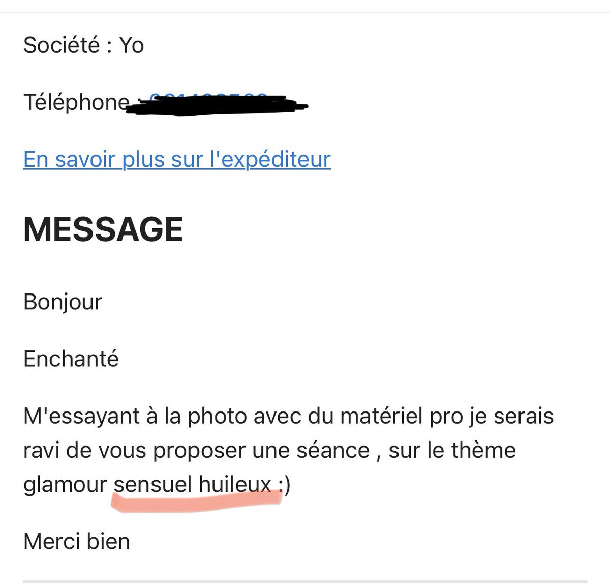 WTF! C’est quoi ces “fauxtographes” qui me contacte et qui ont une obsession avec l’huile ?😂😅
#fake #fauxtographe #pervers