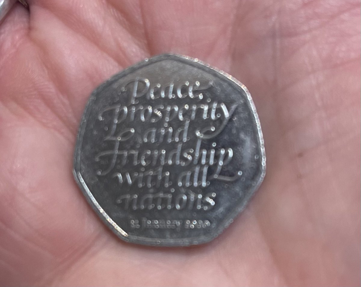HA11NNH's tweet photo. So I have just been given one of these 50p !! In a handful of change Apparently they are worth a few thousand pounds 🙈🙈🙈🙈 #brexitcoin any advice ??? https://t.co/dbSaFLIWCd