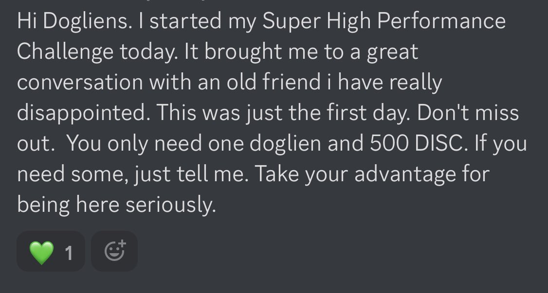 The 7 day challenge for <a href="/dogliens/">Dogliens</a> is already starting to change lives! LFG!