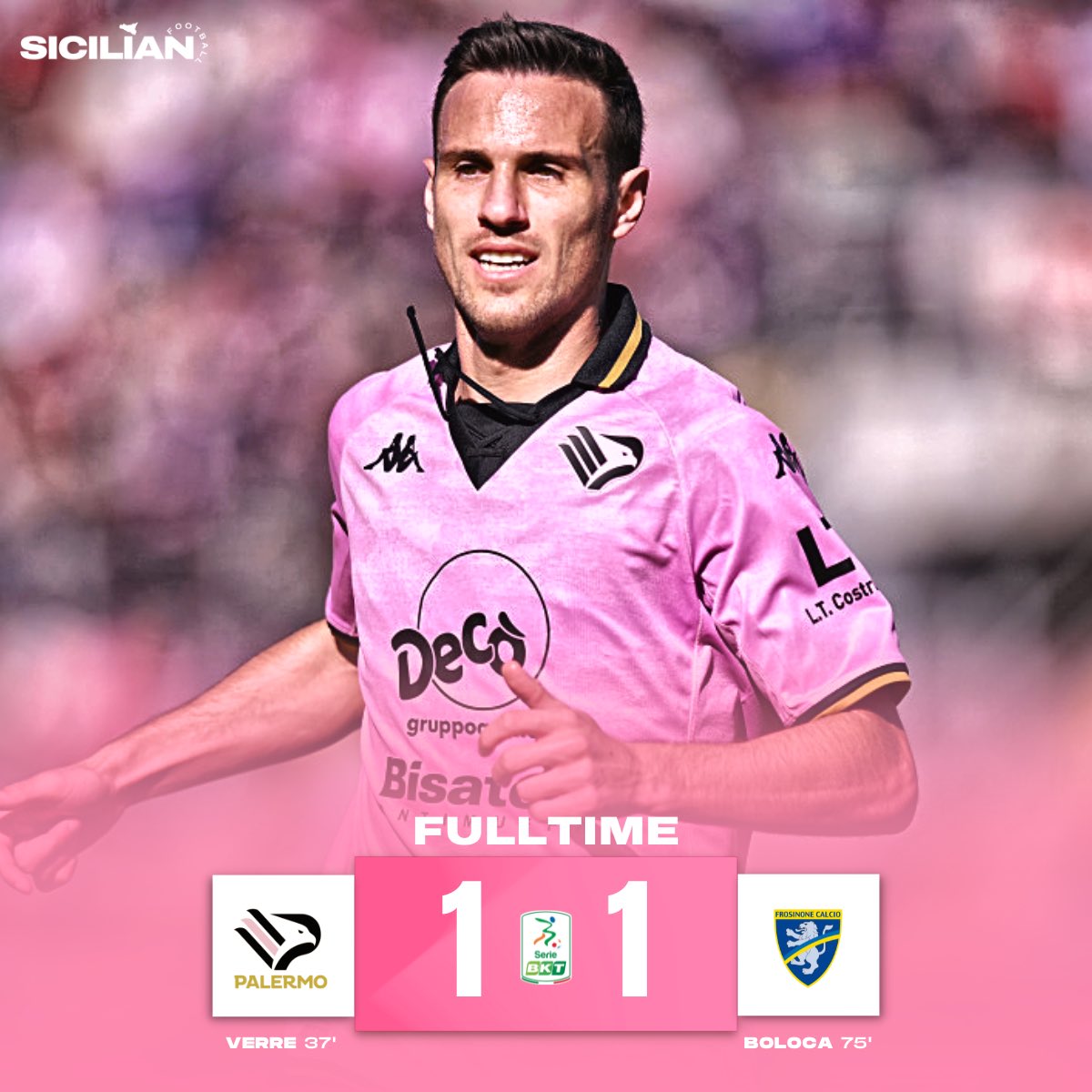 SicilianCalcio's tweet photo. Palermo were 15 minutes away from beating Frosinone. But getting a point against the Serie B leaders is better than nothing. 🦅

With this draw, the Rosanero stopped Frosinone’s 6-game win streak. The Sicilians temporarily sit in 8th spot. 

(📸: Tulio Puglia) https://t.co/z9sfVRanLC