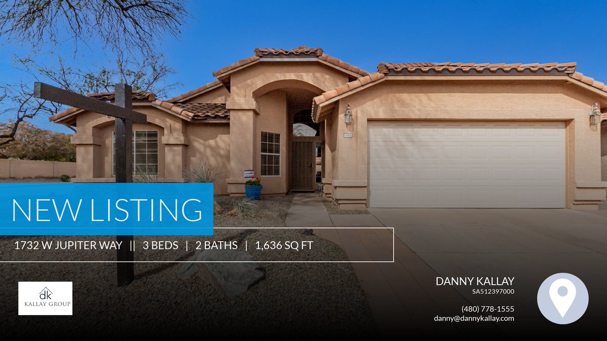 dannykallay's tweet photo. 📍 New Listing 📍 Take a look at this fantastic new property that just hit the market located at 1732 W Jupiter Way in Chandler. Reach out here or at (480) 778-1555 for more information https://t.co/jC1y53BlkM https://t.co/oWmeKpaSFZ