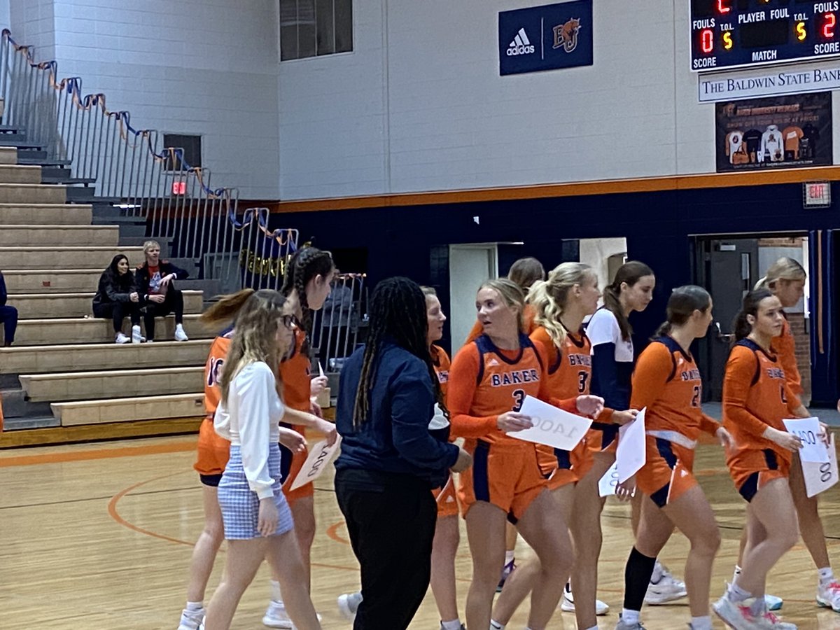 BakerAthletics's tweet photo. WBB: Congratulations to @BUWomensBBall guard Ainsley Tolson on scoring her 1,400th career point in the 1st quarter of today’s game vs. Peru State! https://t.co/vNsHutBJIg