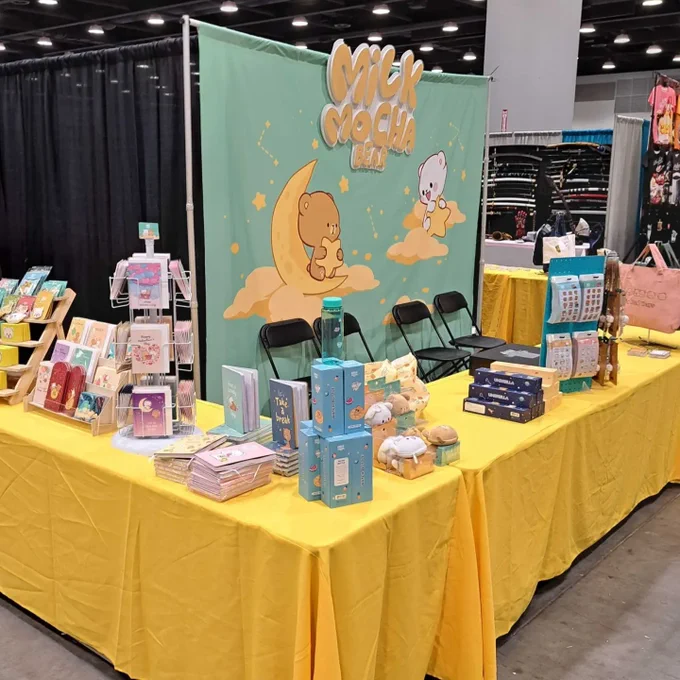 Helloo Vancouver! We're here in #FANEXPOVancouver booth 638 in West Building! (map in thread) We bring Milk Mocha merchs along with NEW Canada Special stickers that will be available ONLY in Canada conventions! Come visit us~!#milkmochabear 