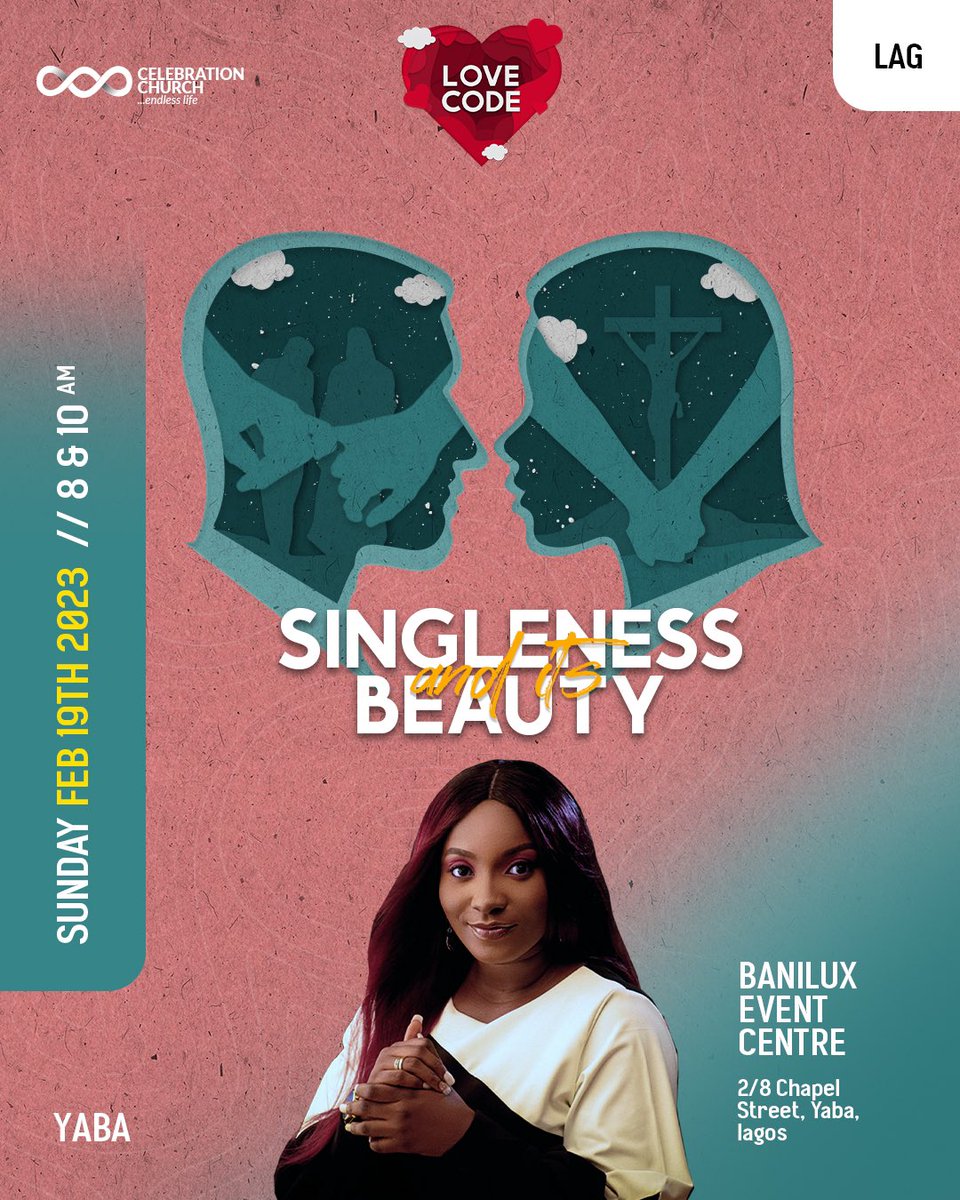 cci__global's tweet image. Do you know that being single shouldn’t be seen as a curse but a blessing?

In Yaba, Ajah or London? Join us tomorrow as we learn more concerning this subject.

See you in church 🤗❤️

#TheSolidYear #Singlenessanditsbeauty #Lovecode #cciglobal