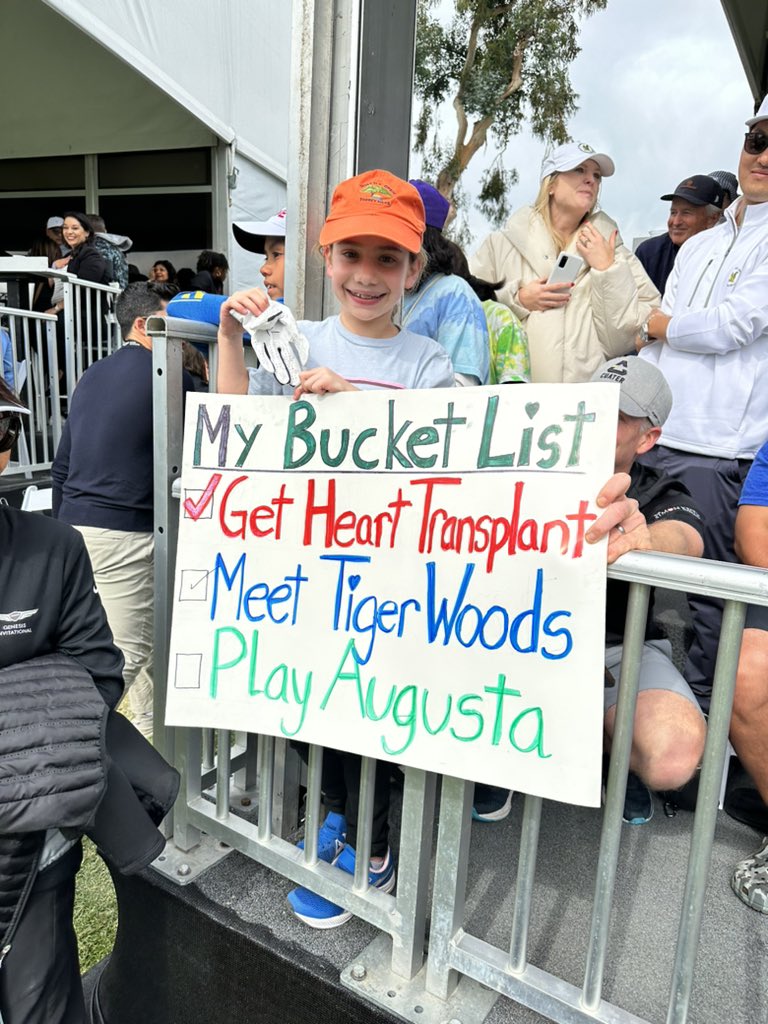 Tiger just walked over to this little girl behind 17 green and checked off that second item. Pretty damn cool.