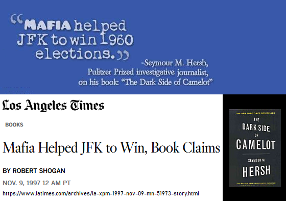 PNACATTACK's tweet photo. Mafia Helped JFK to Win 1960 US' Presidential Elections #notPutin, Seymour Hersh book claims
Mafia Helped JFK to Win, Book Claims
By ROBERT SHOGAN | Los Angeles Times | 9 November 1997 https://t.co/Zo5XH8cqMm https://t.co/MdqHFZu6N8