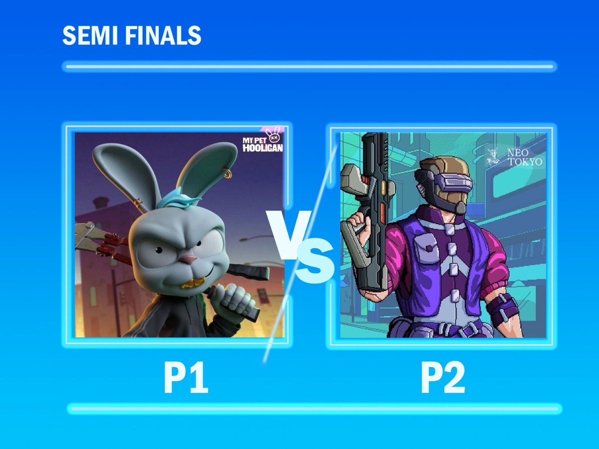 Get ready for an epic showdown as <a href="/mypethooligan/">My Pet Hooligan</a>  takes on <a href="/NeoTokyoCode/">NEO TOKYO</a> Community in the first semi-final match! The battle begins now.  

I'll post two tweets, comment, like and retweet them! The community with the most engagement wins. You have 48 hours.