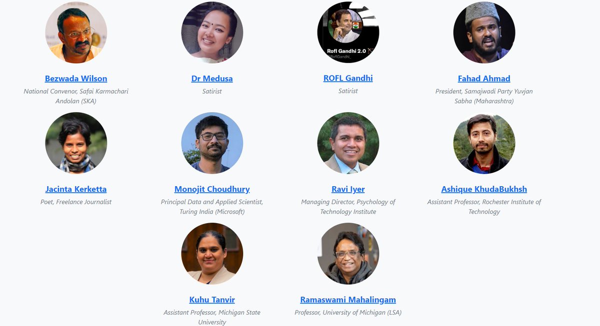 joyojeet pal (@joyopal) on Twitter photo Announcing the Social Media and Society in India Conference <a href="/umsi/">School of Information</a>
Speakers incl movie actors, activists, educators, lawyers, journalists, physicians, academics.
It's a free hybrid event, and registration is now open for in-person and online attendance.
joyojeet.people.si.umich.edu/influencers.htm Announcing the Social Media and Society in India Conference <a href="/umsi/">School of Information</a>
Speakers incl movie actors, activists, educators, lawyers, journalists, physicians, academics.
It's a free hybrid event, and registration is now open for in-person and online attendance.
joyojeet.people.si.umich.edu/influencers.htm