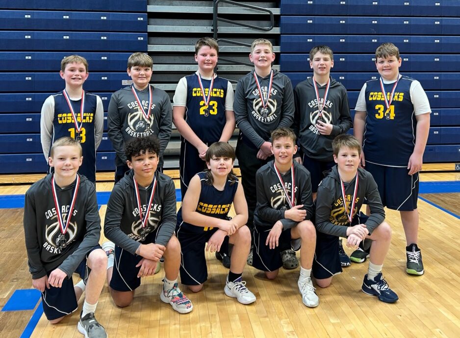 CoachVincent2's tweet image. Cossacks 6th grade Champs at Prairie Lakes Tournament in Watertown today. Final of the last game was 57-51 against the Watertown Ballerz! 🏆👏