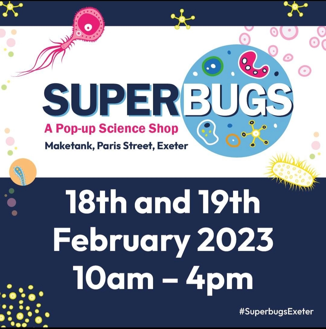 SuperbugsExeter's tweet photo. 🚨Tomorrow is your last chance🚨

Come and visit our scientists and learn about Antimicrobial resistance!

10am-4pm  @MaketankExeter 

@TREE_UoE 
@UniofExeter 
@uniofexeHLS 
 #AMR https://t.co/i3vHG9gDrA