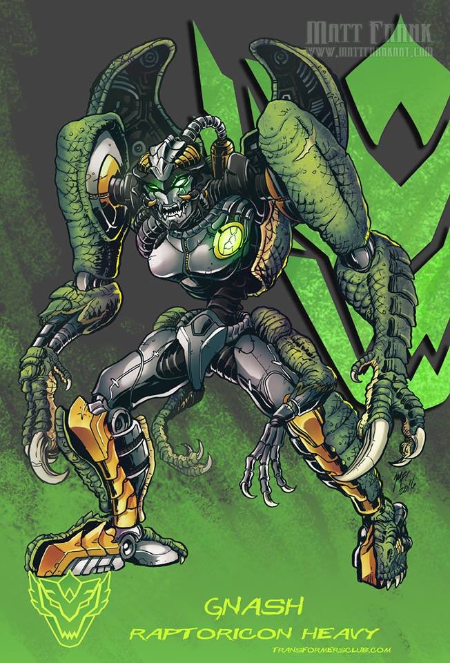TheWomenOfTF's tweet photo. There’s an all-female team of dinosaur Transformers created by Matt Frank called the Raptoricons. 
Thrashclaw, Slice, Gnash, and Shred all represent different interpretations of dromaeosaurs from popular media. From scales to feathers, they cover a lot of ground! (2016) https://t.co/lwRcFzvEUD