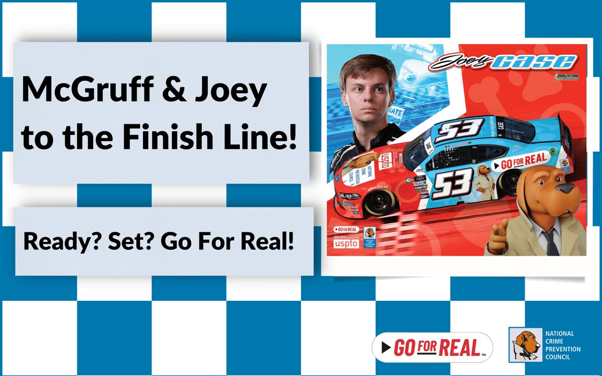 No spinning our wheels 🏎️ We’re on track to share our anti-counterfeiting message at @DAYTONA. See if you can spot the USPTO and our friends at @McGruffatNCPC on @JoeyGaseRacing’s car. Learn about the #GoForReal campaign: bit.ly/3XdYuep