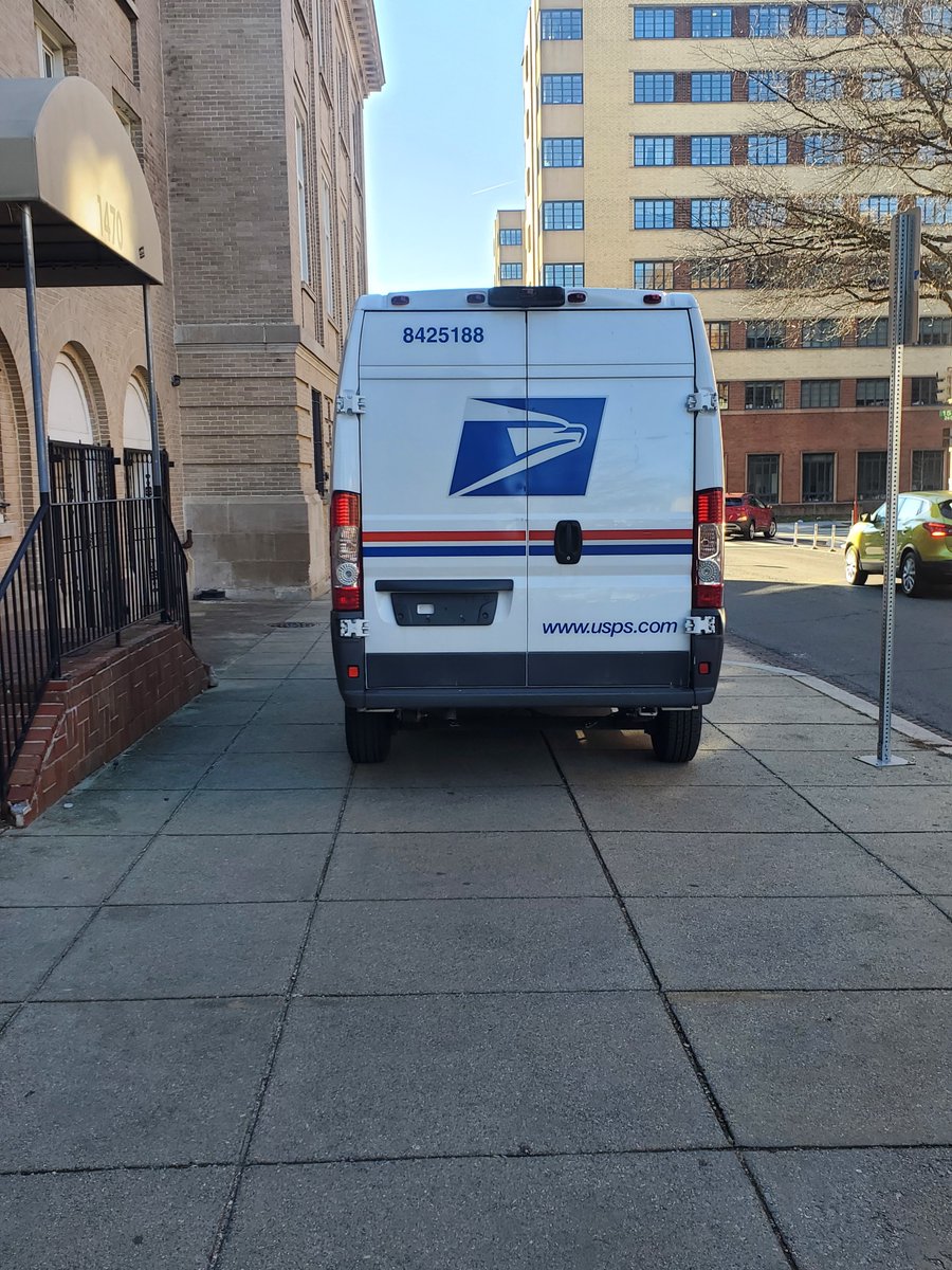 JessLowden's tweet photo. @USPS  I appreciate the mail delivery, but also, could you not park ON THE SIDEWALK when there's plenty of street parking??? #epicfail @USPSHelp https://t.co/K7zs0hGd1U