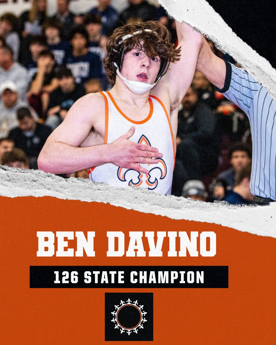 STCE_Wrestling's tweet photo. Ben Davino is your state champ at 126 after a 6-1 OT victory over Jameson Garcia from Marmion! Davino is now a 3X state champion! https://t.co/aLon6zswK7