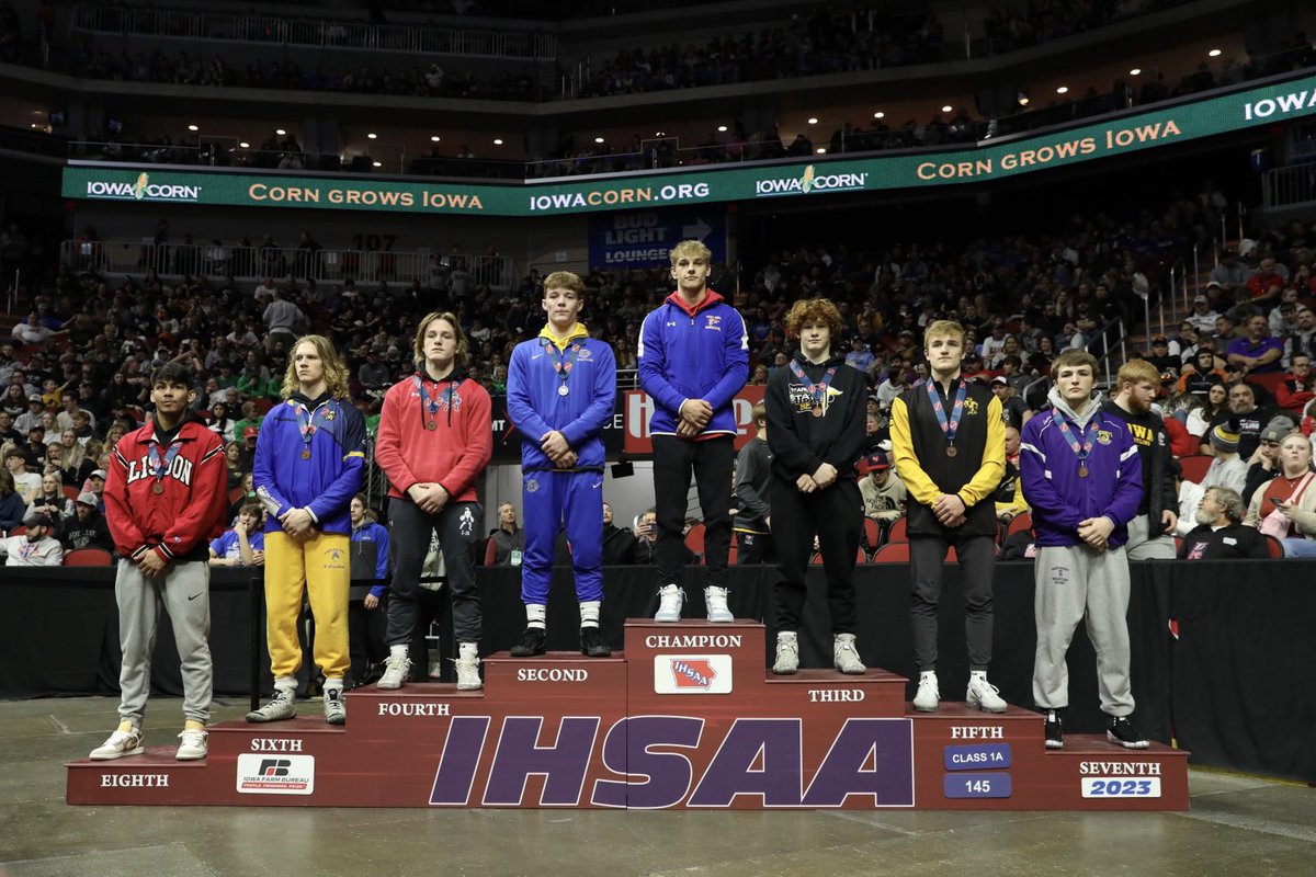 IAwrestle's tweet image. 2023 IHSAA 1A 145 State Place-winners #iahswr #State23
