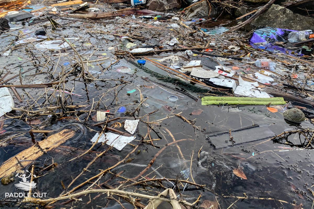 PadleOutPlastic's tweet image. Before and after coming upon a puddle of plastic pollution this morning. We prefer the “after” view. If you do, too, #reducesingleuseplastic #paddleoutplastic