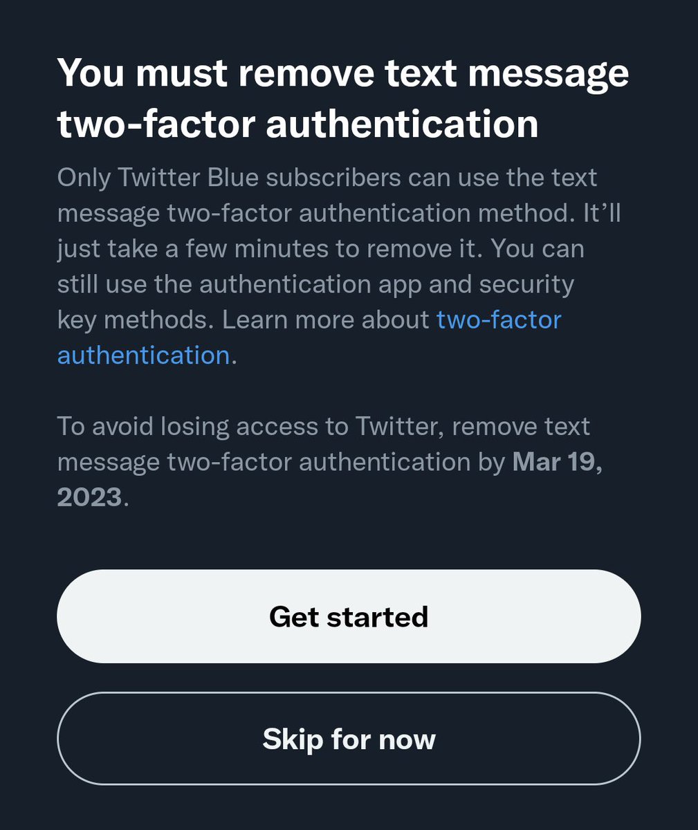 tdinh_me's tweet photo. The Twitter 2FA thing is just so poorly communicated.

Here is how I would do it:

Original: 👇          My version: 👇 https://t.co/1IIv7Q7B1O